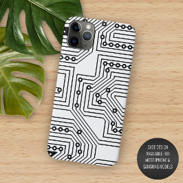 Funda Para iPhone 11 Pro Max Patrón de placa de circuito retro negro moderno