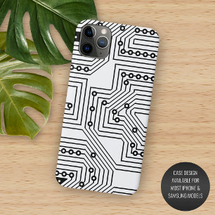 Funda Para iPhone 11 Pro Max Patrón de placa de circuito retro negro moderno