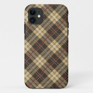 Funda Para iPhone 11 Patrón de placa tartán marrón y beige