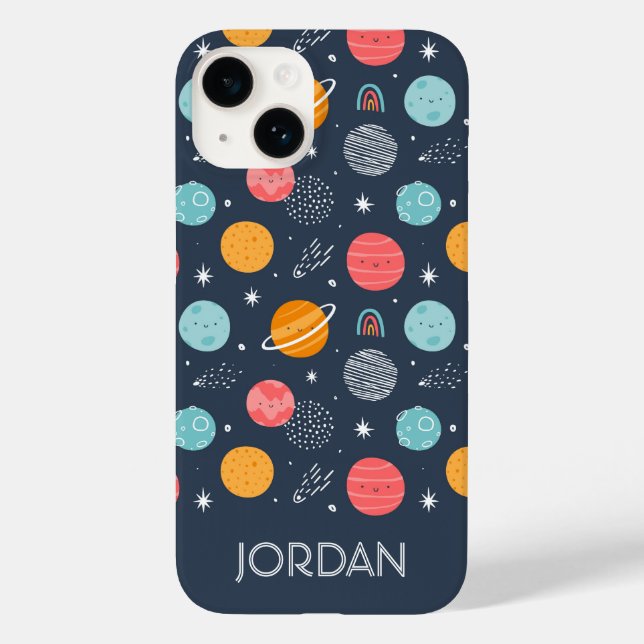 Funda De Case-Mate Para iPhone Patrón de planeta sonriente (Reverso )