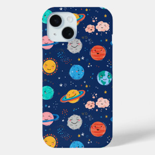 Funda Para iPhone 15 Patrón de planeta sonriente