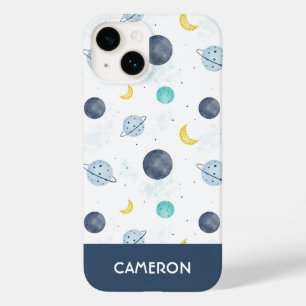 Funda Para iPhone 14 De Case-Mate Patrón de plano de espacio azul acuarela
