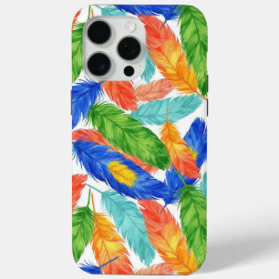 Funda Para iPhone 15 Pro Max Patrón de pluma colorido — Abstracción de acuarela