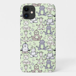Funda Para iPhone 11 Patrón de posturas de yoga Patrón continuo de yo