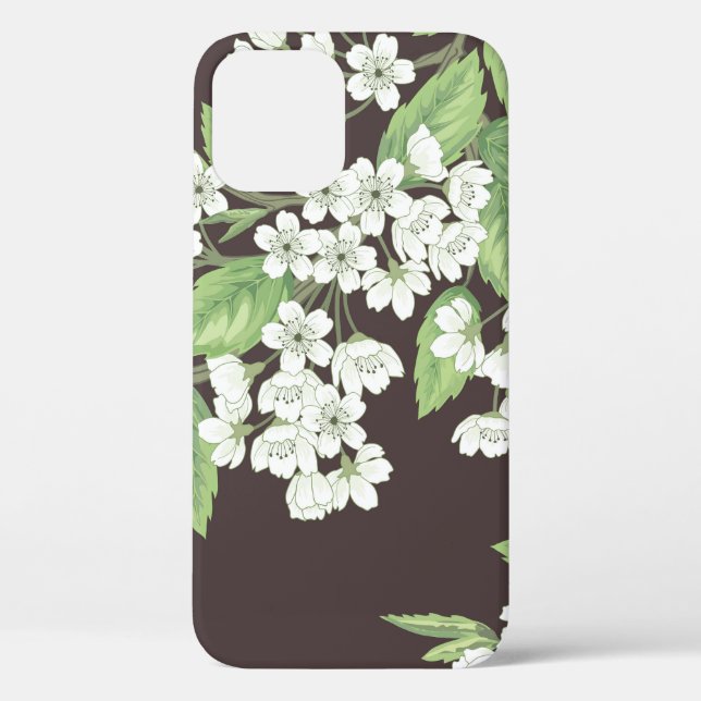Funda De Case-Mate Para iPhone Patrón de primavera, ramas verdes sin fisuras. (Reverso )