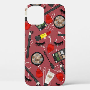Funda Para iPhone 12 Patrón de productos de belleza en una aplicación d