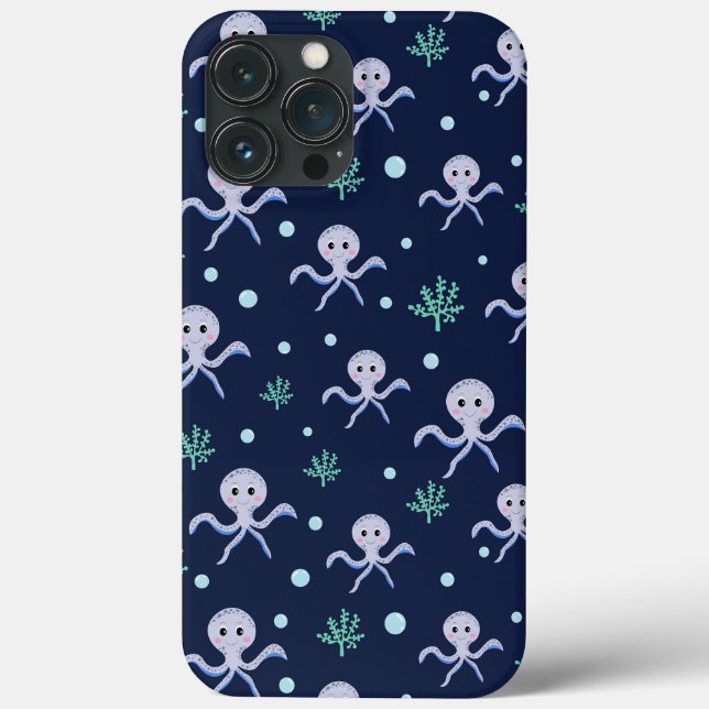 Funda De Case-Mate Para iPhone Patrón de pulpo bajo el mar (Reverso )