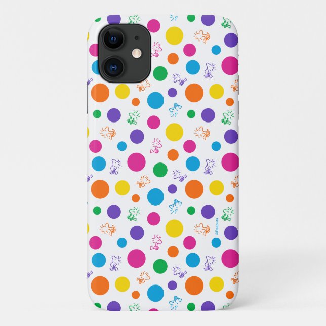 Funda De Case-Mate Para iPhone Patrón de punto de polka arcoiris de Woodstock (Reverso)