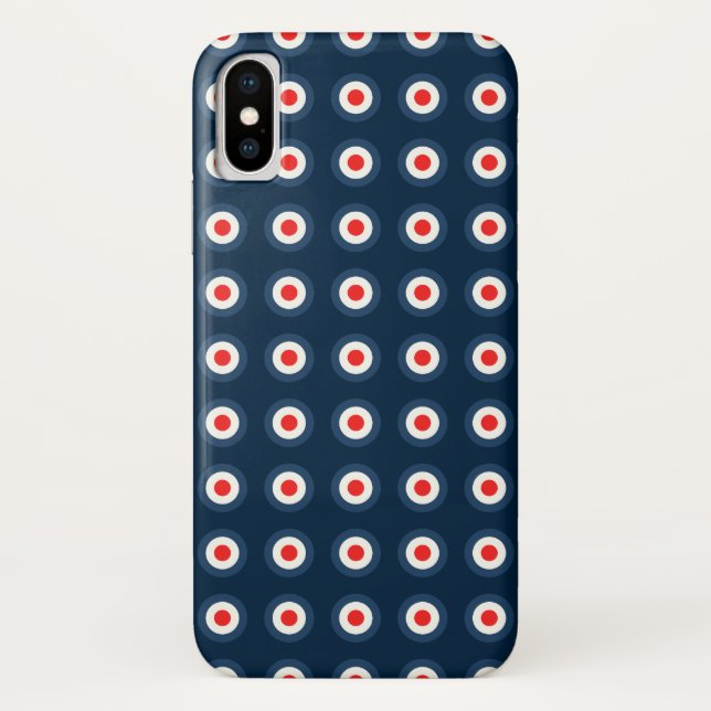 Funda De Case-Mate Para iPhone Patrón de punto de polka - Blanco rojo azul (Reverso)