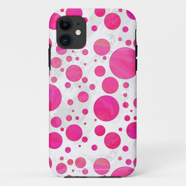 Funda De Case-Mate Para iPhone Patrón de punto de polka de pasión rosa (Reverso)