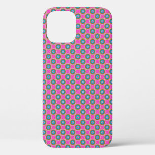 Funda Para iPhone 12 Patrón de punto retro - Azul amarillo rosado
