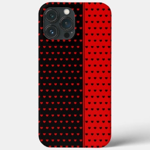 Funda Para iPhone 13 Pro Max Patrón de puntos/ corazones de polka negros y rojo