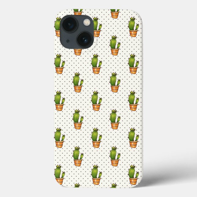 Funda De Case-Mate Para iPhone Patrón de puntos de polk de cactus y suculento (Reverso)