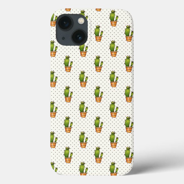 Funda De Case-Mate Para iPhone Patrón de puntos de polk de cactus y suculento (Reverso)
