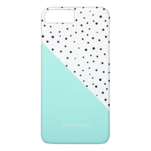 Funda Para iPhone 8 Plus/7 Plus Patrón de puntos de polka Aqua Abtracto Personaliz