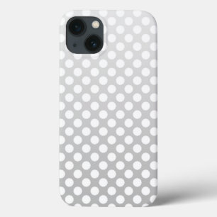 Funda Para iPhone 13 Patrón de puntos de polka blanco y gris plateado