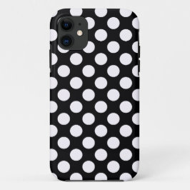 Funda Para iPhone 11 Patrón de puntos de polka blanco y negro