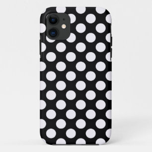 Funda Para iPhone 11 Patrón de puntos de polka blanco y negro