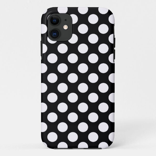 Funda De Case-Mate Para iPhone Patrón de puntos de polka blanco y negro (Reverso)