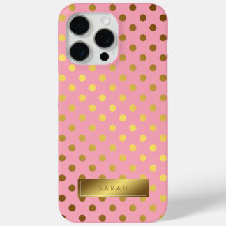 Funda Para iPhone 15 Pro Max Patrón de puntos de Polka de Relieve metalizado do