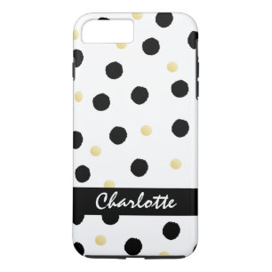 Funda Para iPhone 8 Plus/7 Plus Patrón de puntos de polka dorado y negro personali