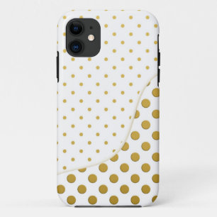 Funda Para iPhone 11 Patrón de puntos de polka en oro y blanco
