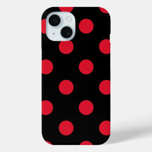 Funda Para iPhone 15 patrón de puntos de polka rojo