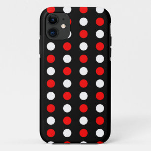 Funda Para iPhone 11 Patrón de puntos de polka rojo y blanco