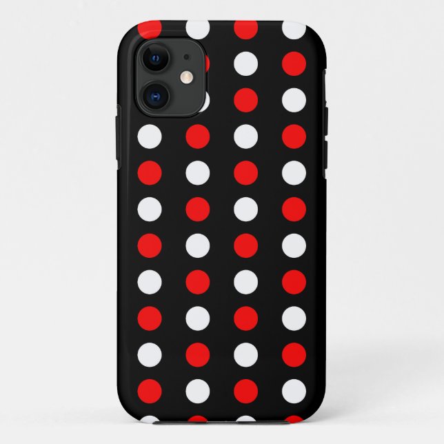 Funda De Case-Mate Para iPhone Patrón de puntos de polka rojo y blanco (Reverso)