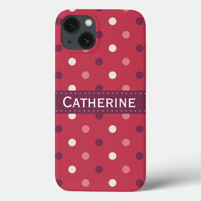 Funda De Case-Mate Para iPhone Patrón de puntos de polka rosa y blanco (Reverso)
