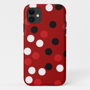 Funda Para iPhone 11 patrón de puntos negros rojos