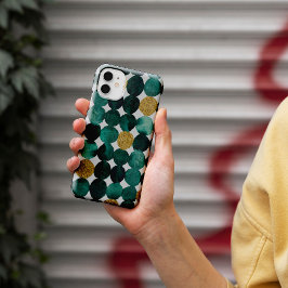 Funda Para iPhone 13 Patrón de puntos - purpurina de esmeraldas y oro