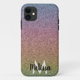 Funda Para iPhone 11 Patrón de purpurina falsa de arcoíris nombre inici