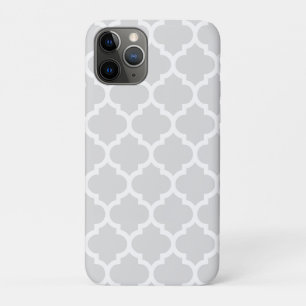 Funda Para iPhone 11 Pro Patrón de quatrefol marroquí blanco y gris claro #