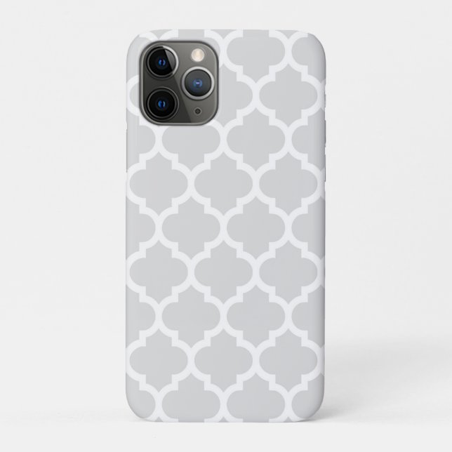 Funda De Case-Mate Para iPhone Patrón de quatrefol marroquí blanco y gris claro # (Reverso)