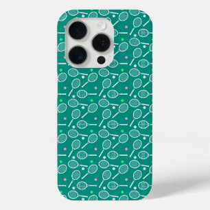 Funda Para iPhone 15 Pro Patrón de raqueta de tenis Verde