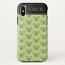 Funda Para iPhone XS Patrón de raquetas de tenis personalizados inicial