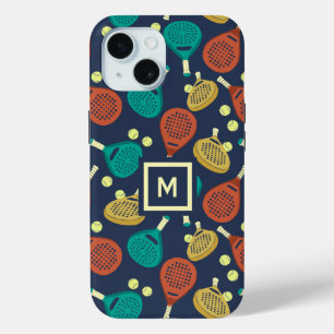 Funda Para iPhone 15 Patrón de raquetas padel con inicial