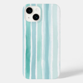 Funda Para iPhone 14 De Case-Mate Patrón de raya vertical de acuarela Aqua Costero 
