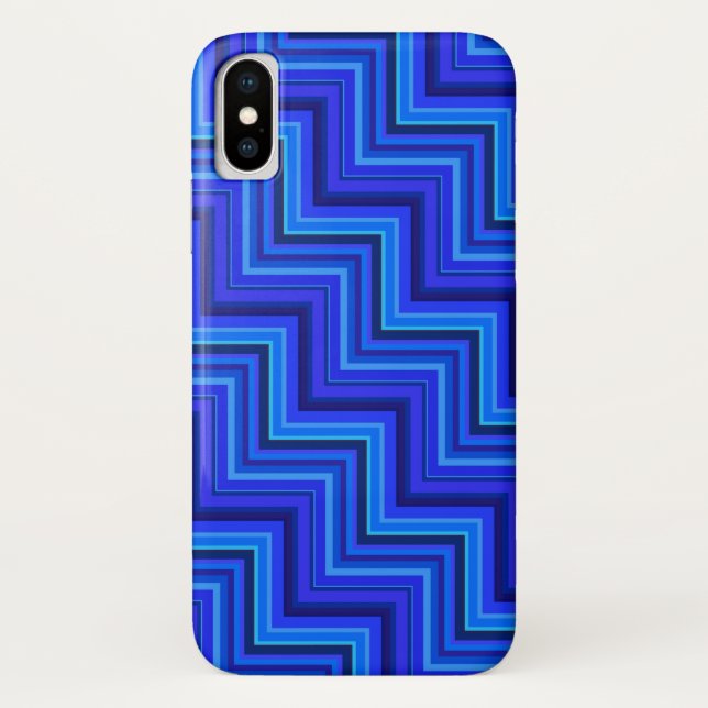 Funda De Case-Mate Para iPhone Patrón de rayas azules (Reverso)