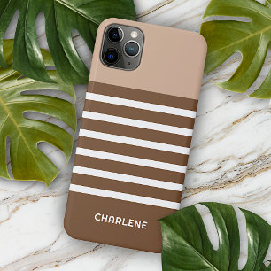 Funda Para iPhone 11 Pro Max Patrón de rayas blancas tonos neutros personalizad