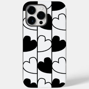 Funda Para iPhone 14 Pro Max De Case-Mate Patrón de rayas corazones en blanco y negro