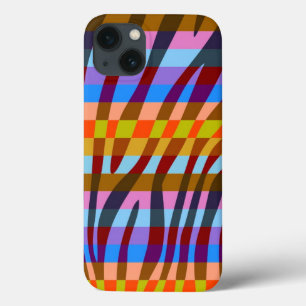 Funda Para iPhone 13 Patrón de rayas de cebra de color retro 4