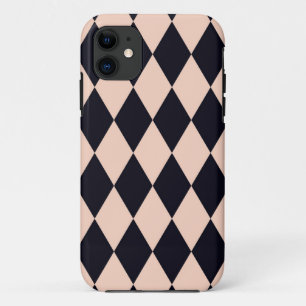 Funda Para iPhone 11 Patrón de rayas de diamante negro y beige