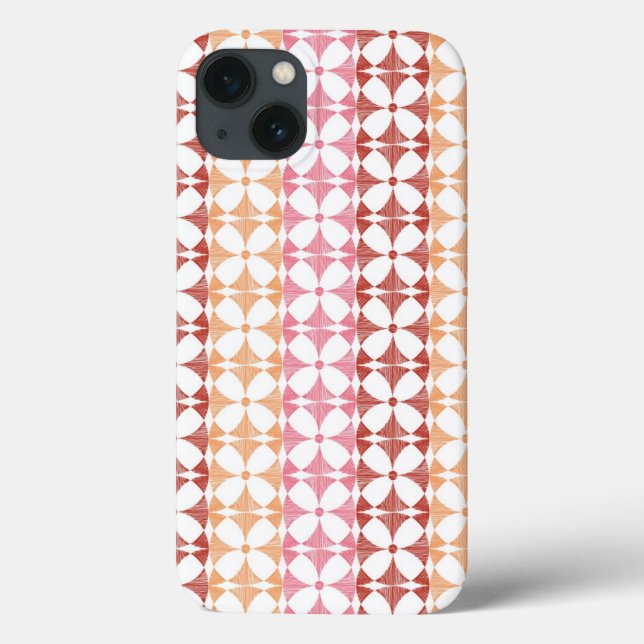 Funda De Case-Mate Para iPhone Patrón de rayas de ikat rojo geométrico (Reverso)