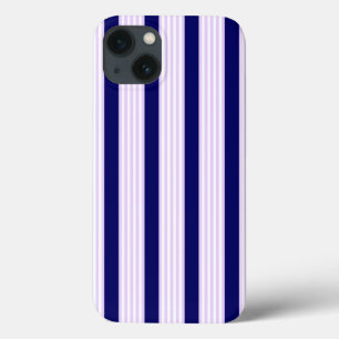 Funda Para iPhone 13 Patrón de rayas de lino y blanco con azul marino