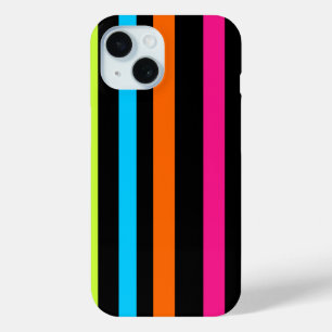 Funda Para iPhone 15 Patrón de Rayas de Neón