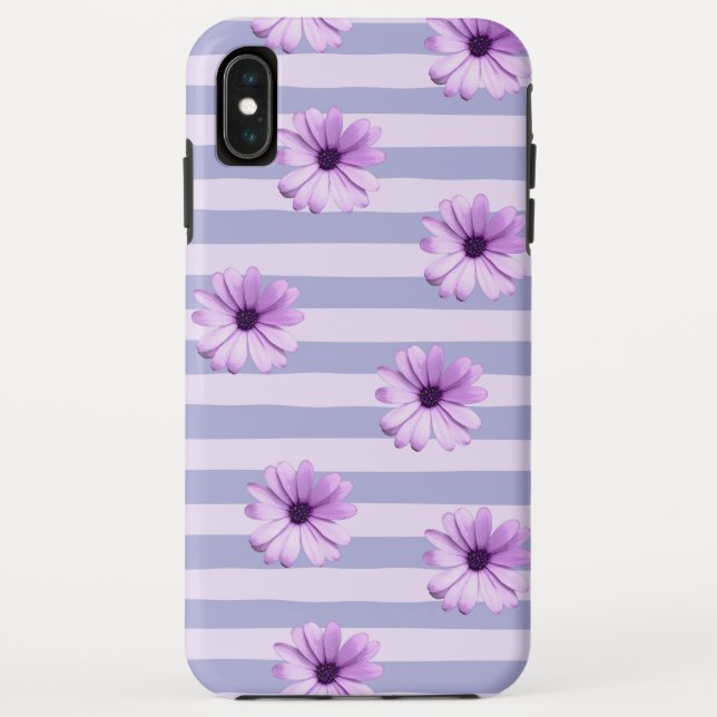 Funda De Case-Mate Para iPhone Patrón de rayas de pastel con margaritas (Reverso)