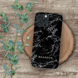Funda Para iPhone 11 Pro Max Patrón de rayas de piedra de mármol blanco negro p