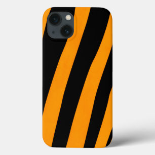 Funda Para iPhone 13 Patrón de rayas inspirado en la piel de tigre negr